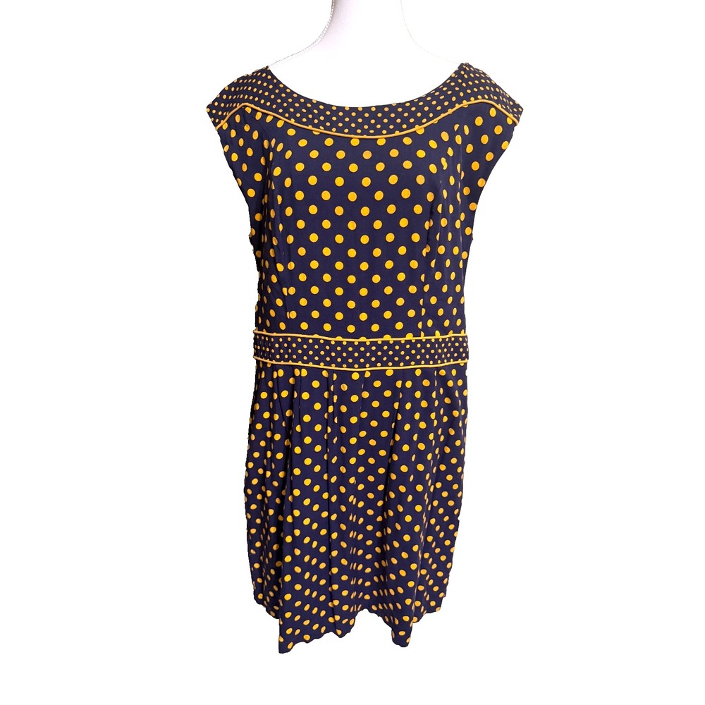 Pepperberry Navy‎ Yellow Polka Dot Dress Size 16 Curvy Fit
